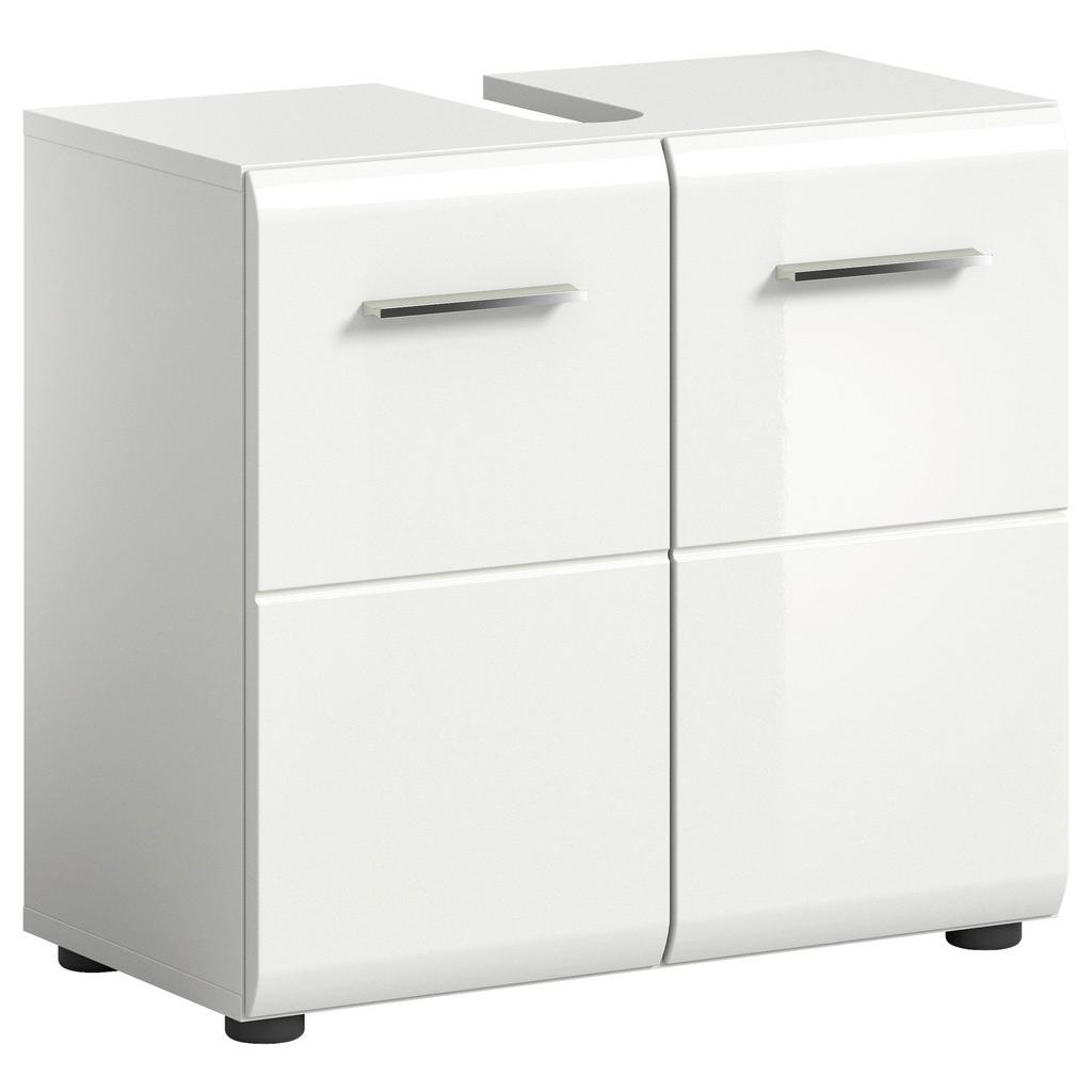 Waschbeckenunterschrank Ice B: 60 cm Weiß Hochglanz
