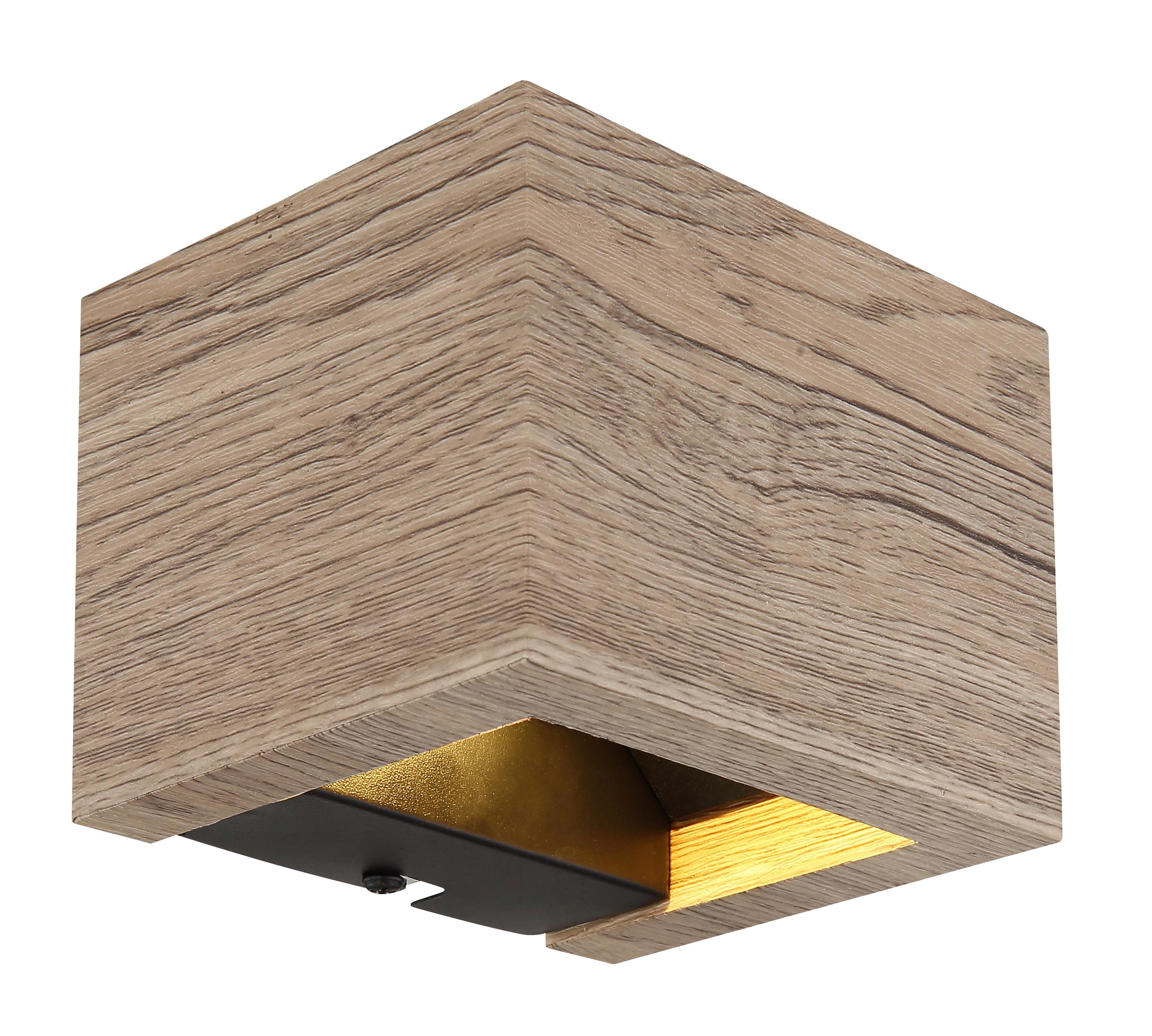 LED-WANDLEUCHTE 15553W1W - Dunkelbraun/Schwarz, Design, Holzwerkstoff/Metall (13,2/11,3/9,8cm) - Globo