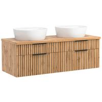 Waschbecken Mit Unterschrank Chester B: 120 Cm - Eiche Wotan/Schwarz, MODERN, Holzwerkstoff/Stein (120cm) - Held