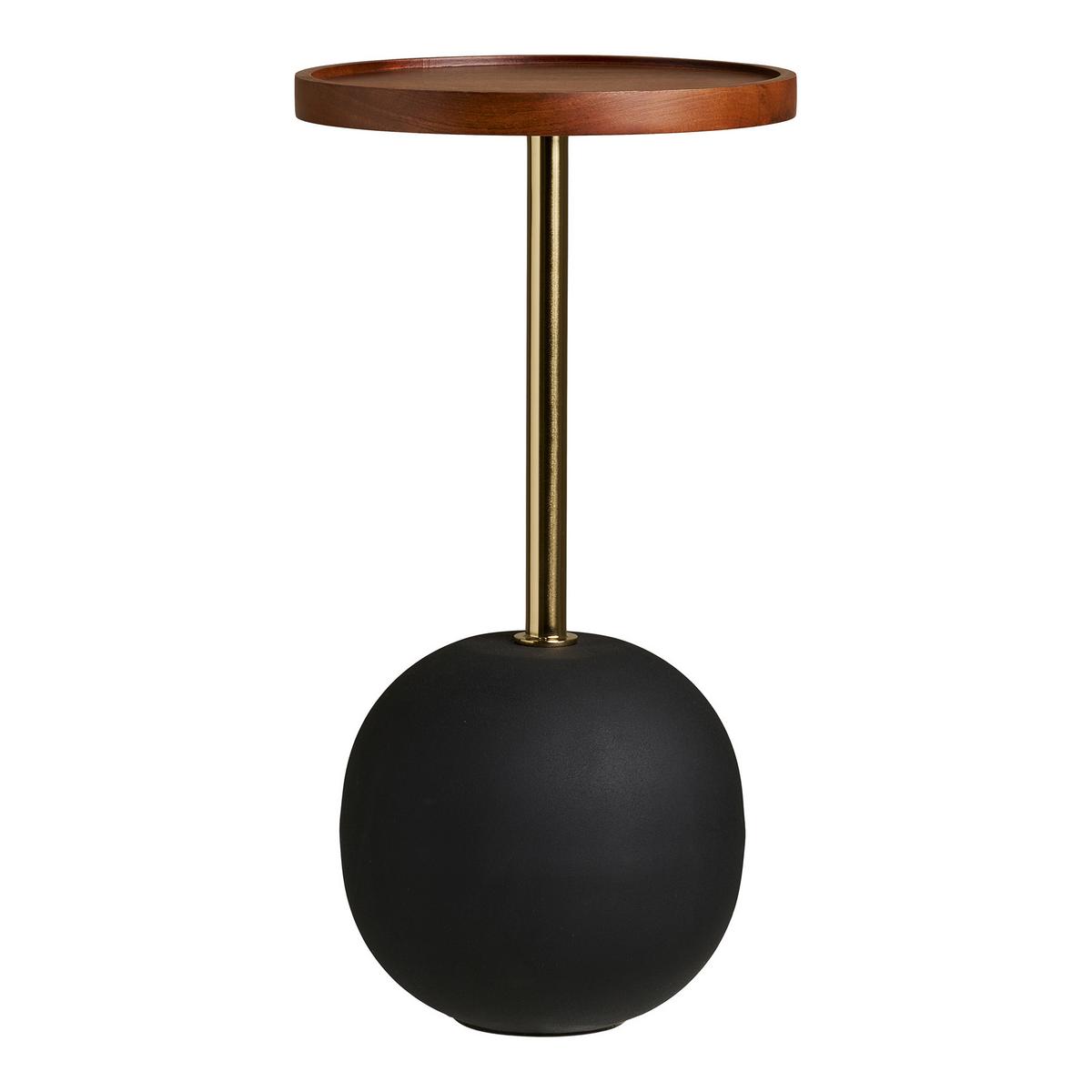Beistelltisch Sirone Brau B: 30cm - Schwarz/Braun, Design, Holz/Metall (30/30/56cm) - MID.YOU