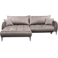 Ecksofa mit Bettkasten Letto 189x260 cm Velours Beige - Beige/Schwarz, Design, Textil (189/260cm) - MID.YOU