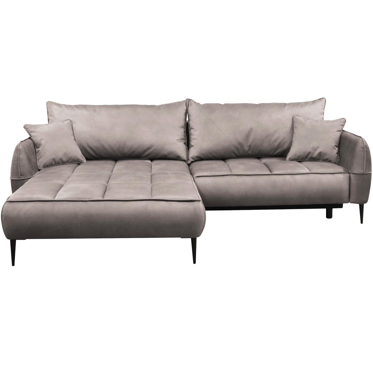 Ecksofa mit Bettkasten Letto 189x260 cm Velours Beige - Beige/Schwarz, Design, Textil (189/260cm) - MID.YOU