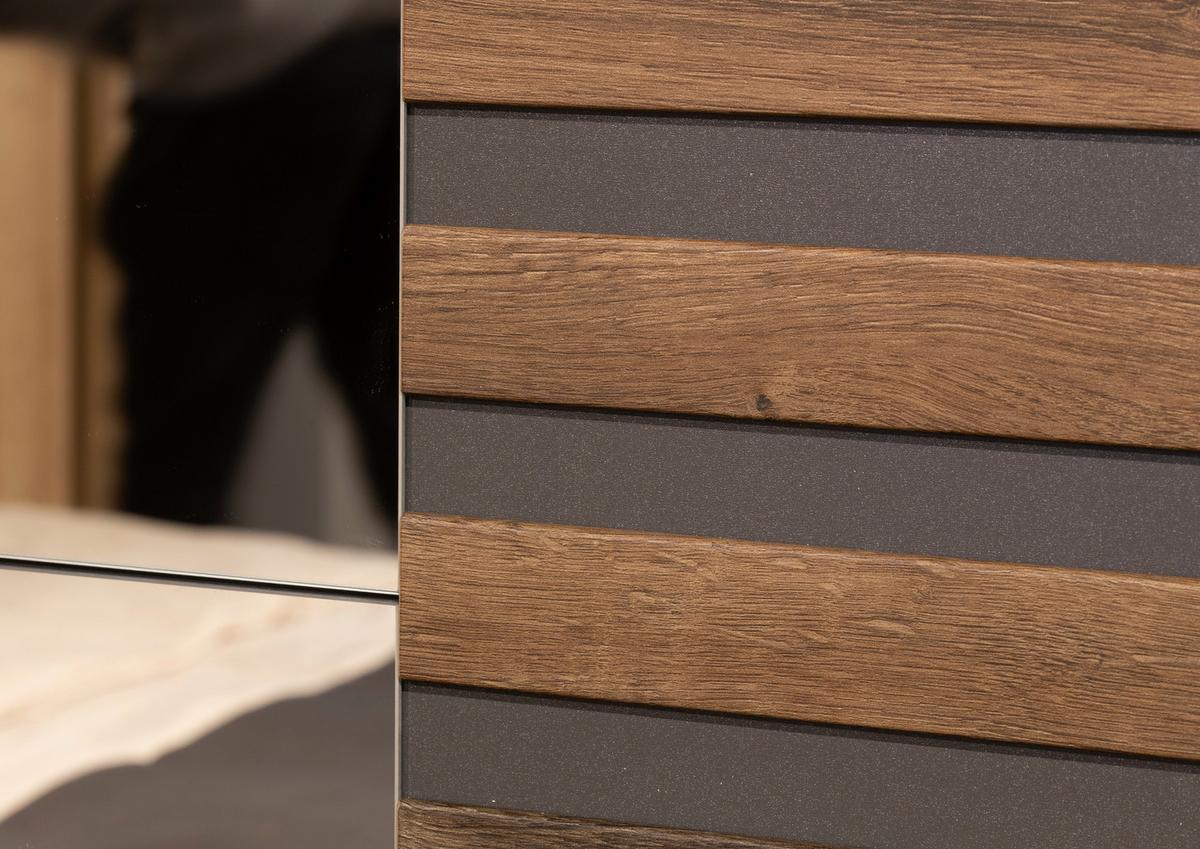 Schwebetürenschrank Barea Dunkelgrau Eiche Dekor - Eiche dunkel/Dunkelgrau, MODERN, Holzwerkstoff (181/210/62cm) - Rauch Möbel
