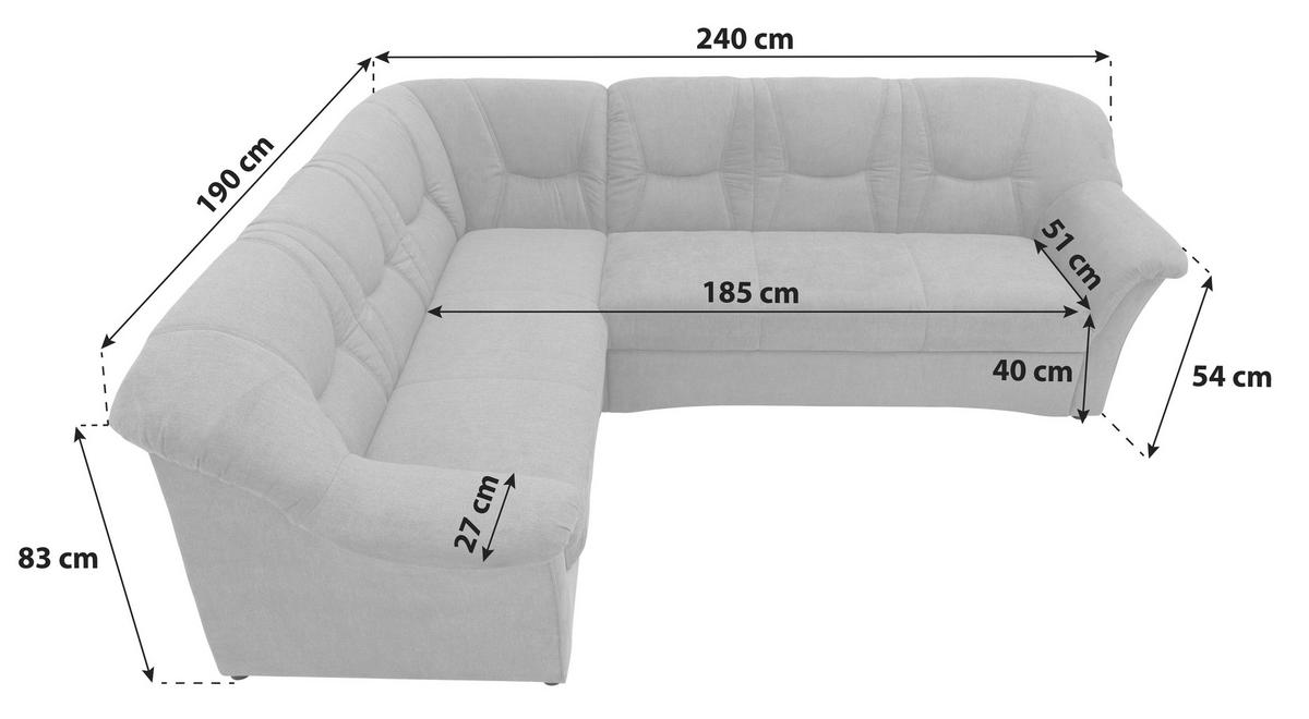 Ecksofa Sarafina Greige Mikrofaser - Greige/Schwarz, KONVENTIONELL, Textil (190/240cm) - MID.YOU