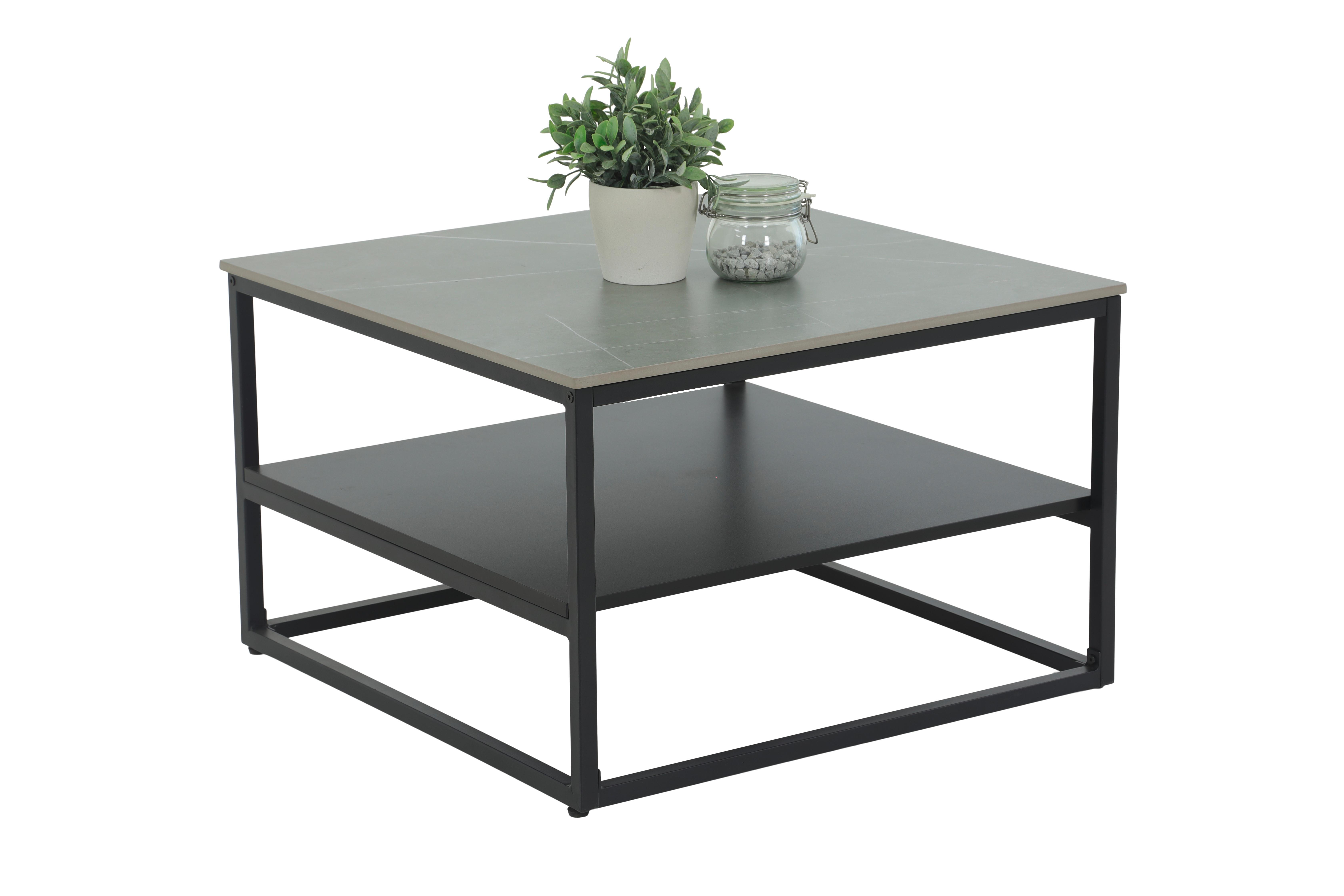 Couchtischset Hugo Grau L: 70 cm - Schwarz, Design, Stein/Metall (70/70/45cm) - Livetastic