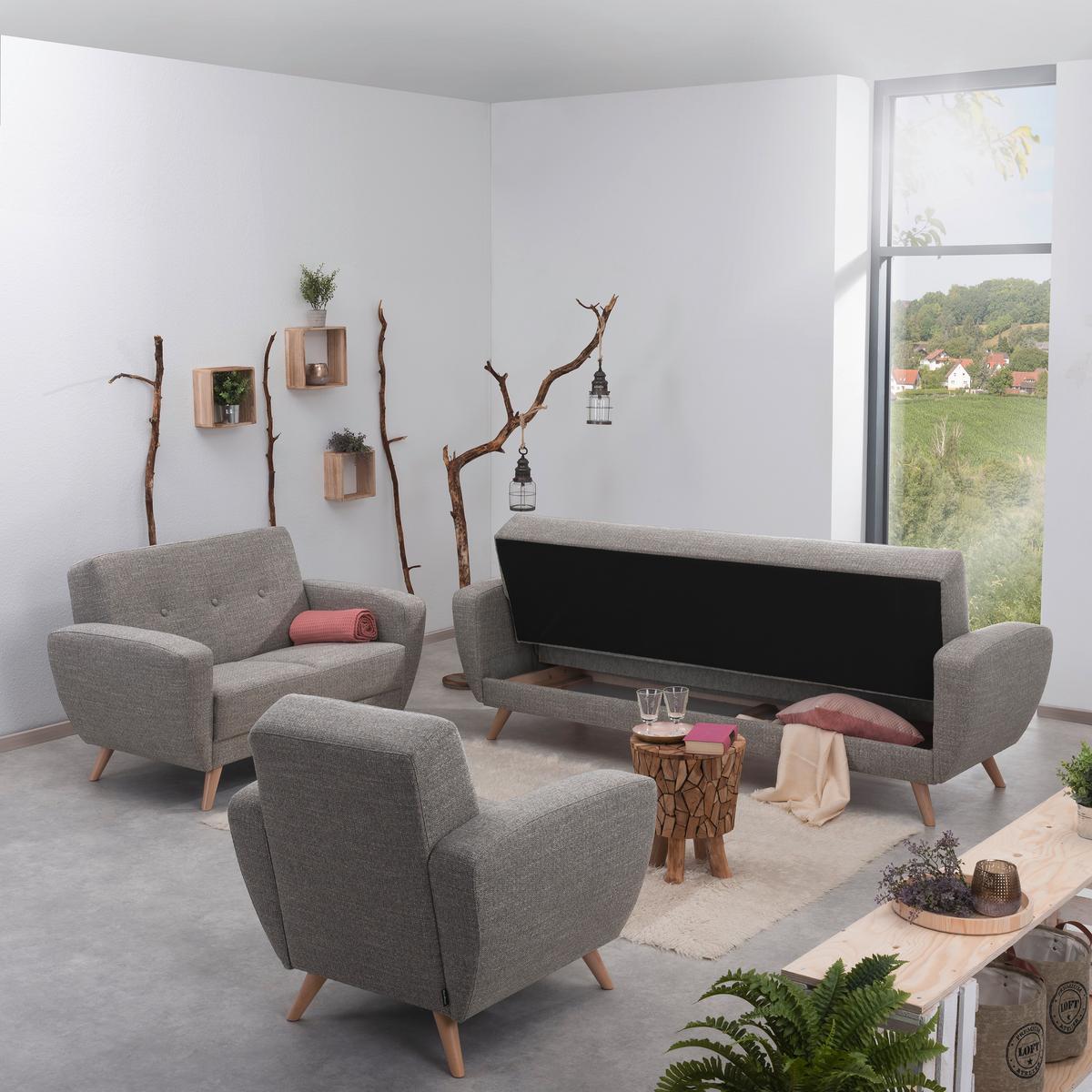 Polstersessel Mit Armlehnen Jerry Grau - Naturfarben/Grau, Design, Textil (83/85/82cm) - Max Winzer