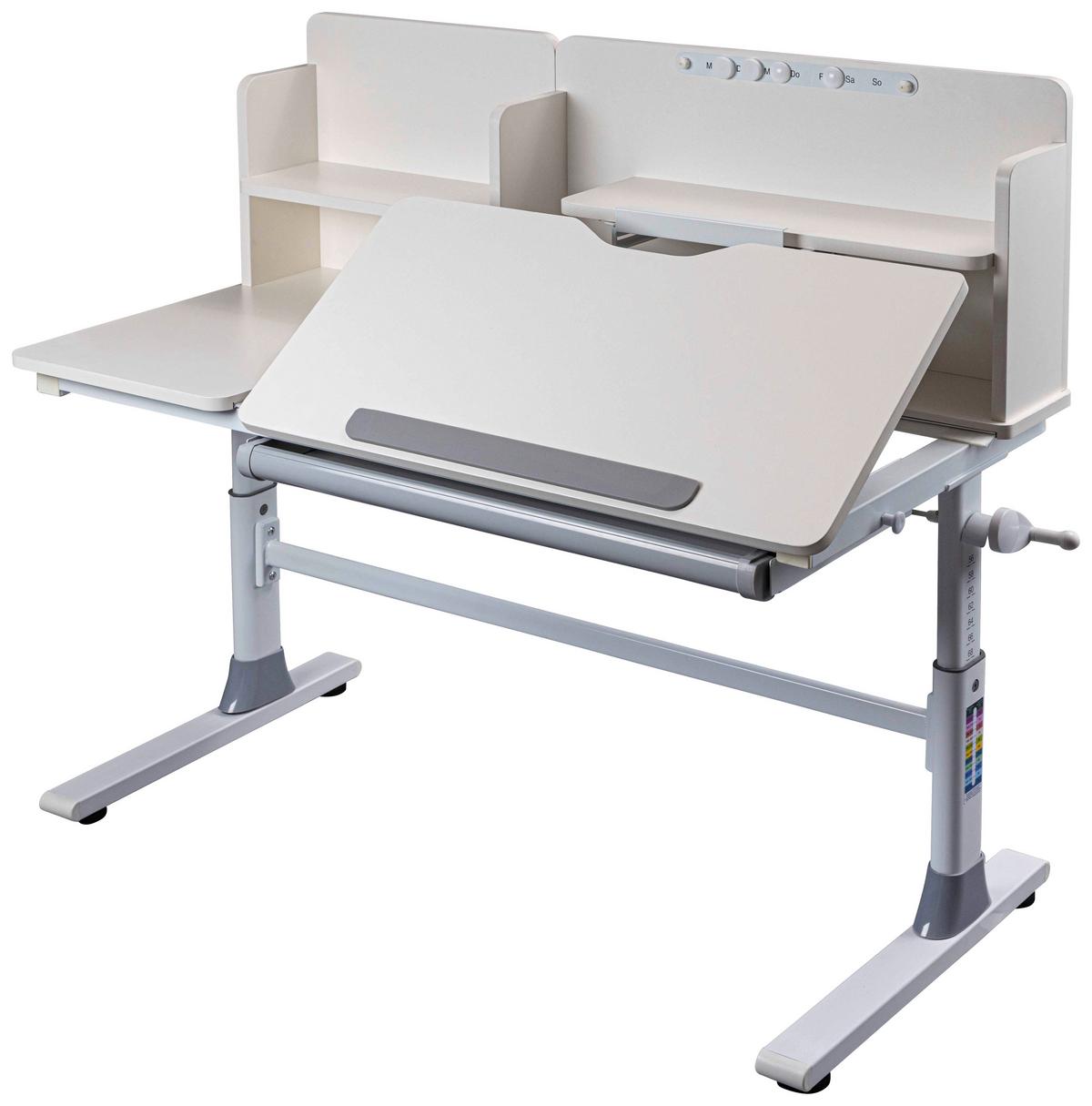 Jugendschreibtisch Sören Weiß/Grau, 120 cm - Weiß, MODERN, Holzwerkstoff/Metall (120/60/96-116cm) - MID.YOU