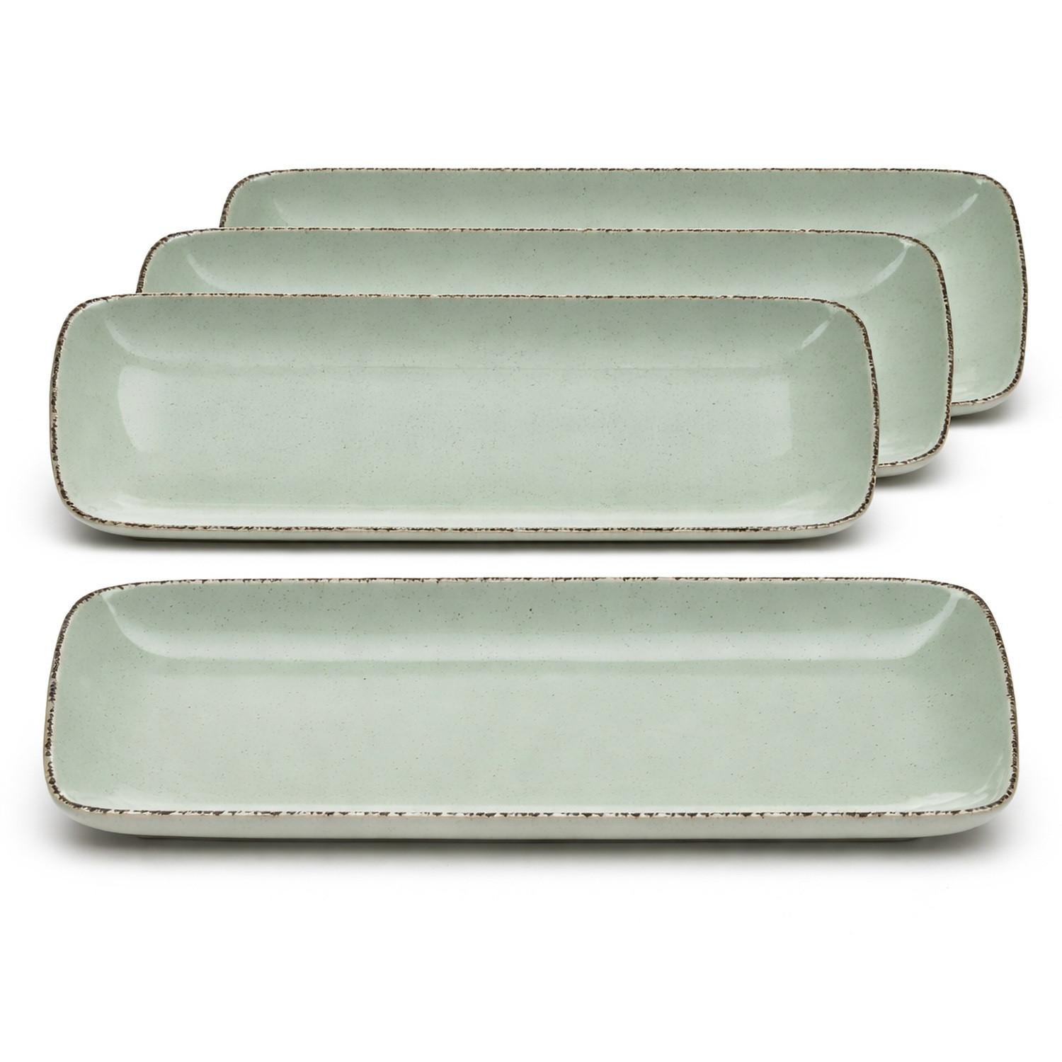 Serviceplatten-Set Steinzeug, Grün - Grün, Basics, Keramik (35,5/2,5/20cm) - Van Well