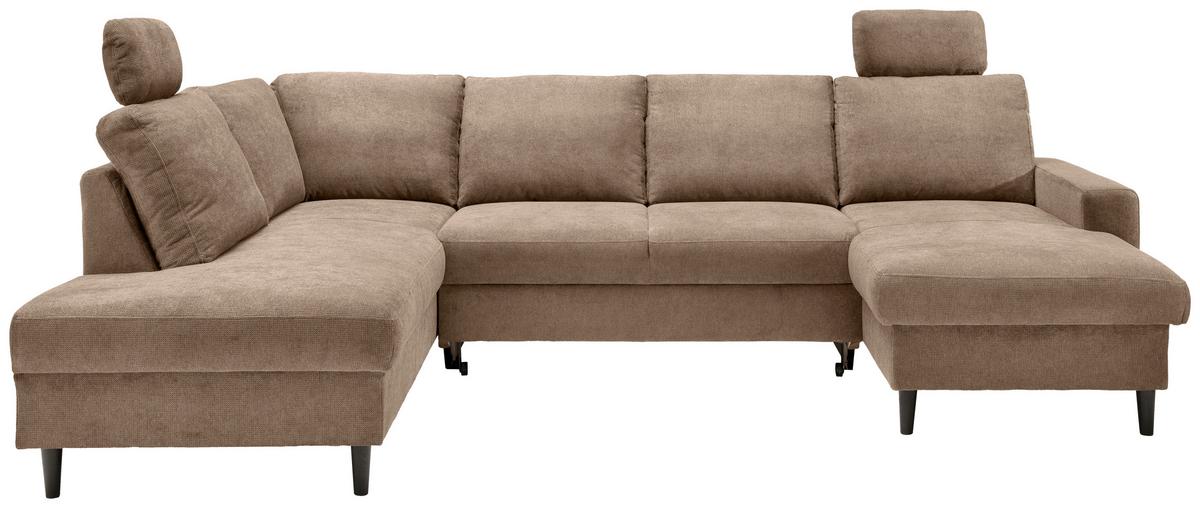 Wohnlandschaft Passione Hellbraun U: 200x305x153 cm - Hellbraun/Schwarz, MODERN, Textil (200/305/153cm) - Livetastic