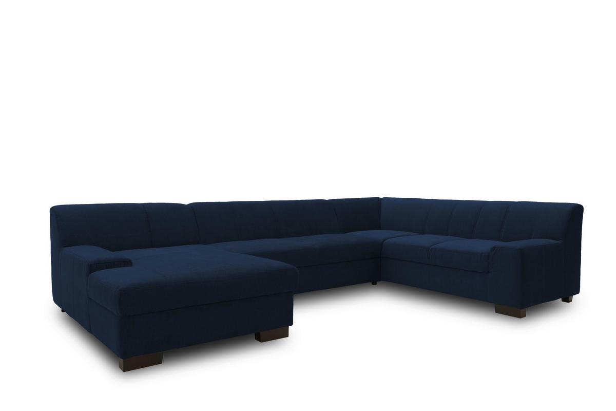 Wohnlandschaft Norma mit Schlaffunktion Blau - Wengefarben/Blau, Design, Textil (153/328/212cm) - MID.YOU