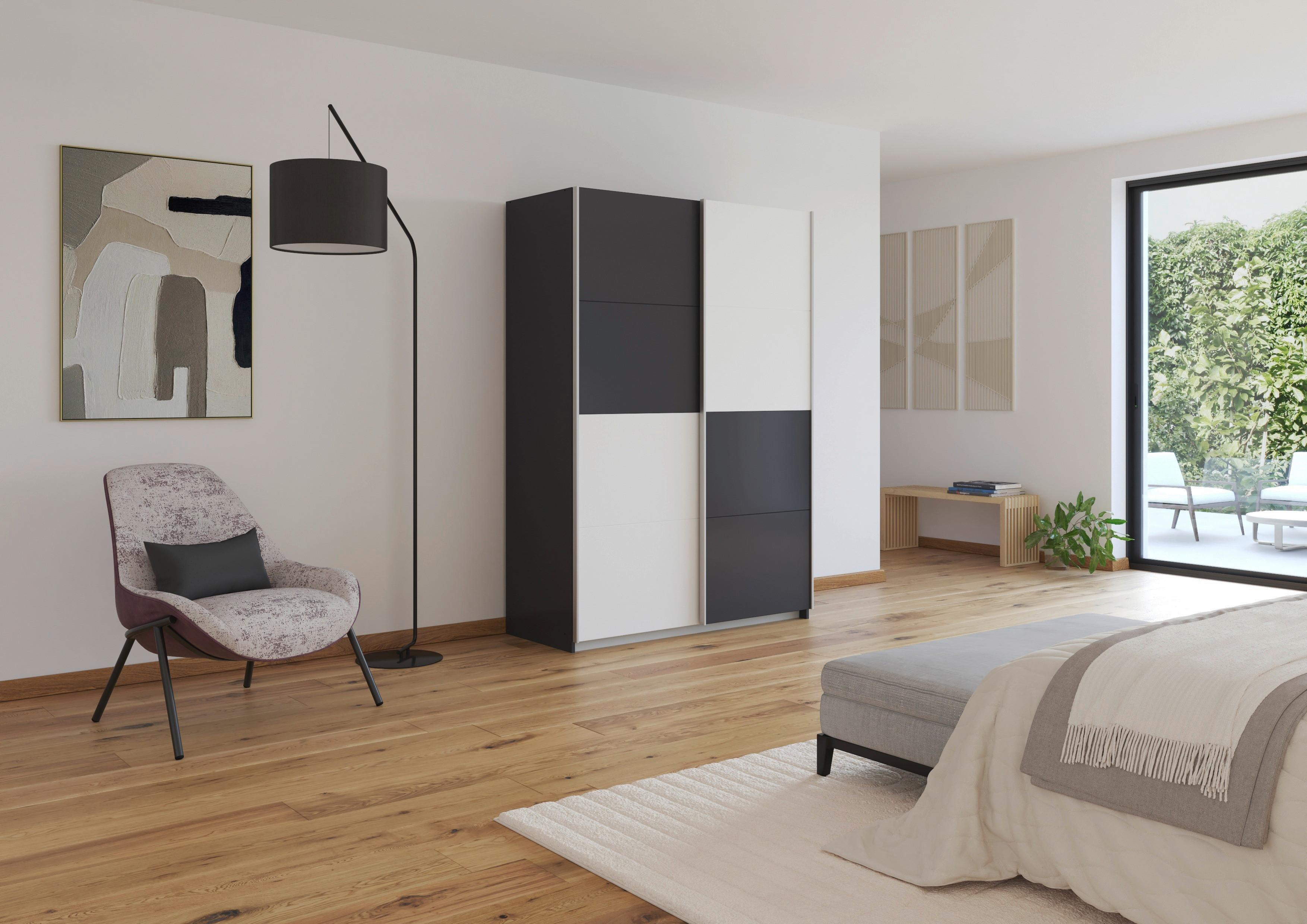 Schwebetürenschrank Subito - Graphitfarben/Weiß, MODERN, Holzwerkstoff (136/197/61cm) - Rauch Möbel