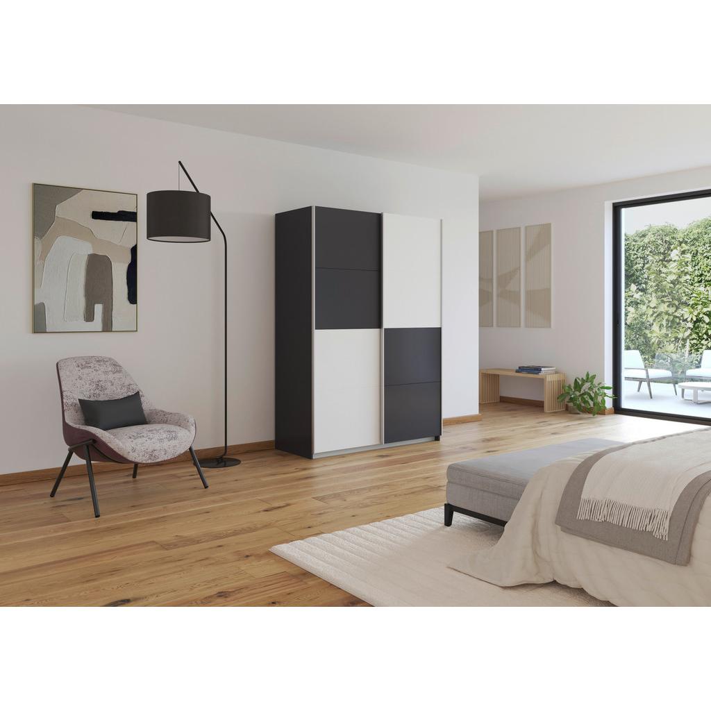 Schwebetürenschrank 136cm Subito, Graphitfarben/Weiß