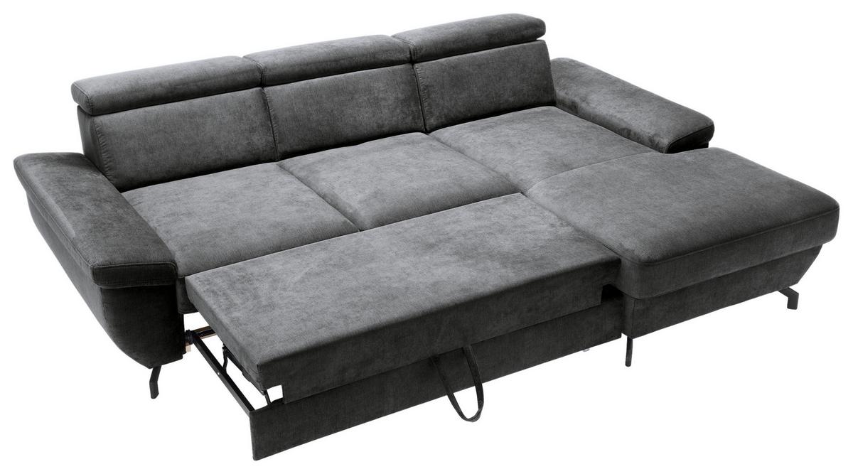 Ecksofa Rima - Anthrazit/Silberfarben, MODERN, Textil (262/182cm) - Trendmanufaktur