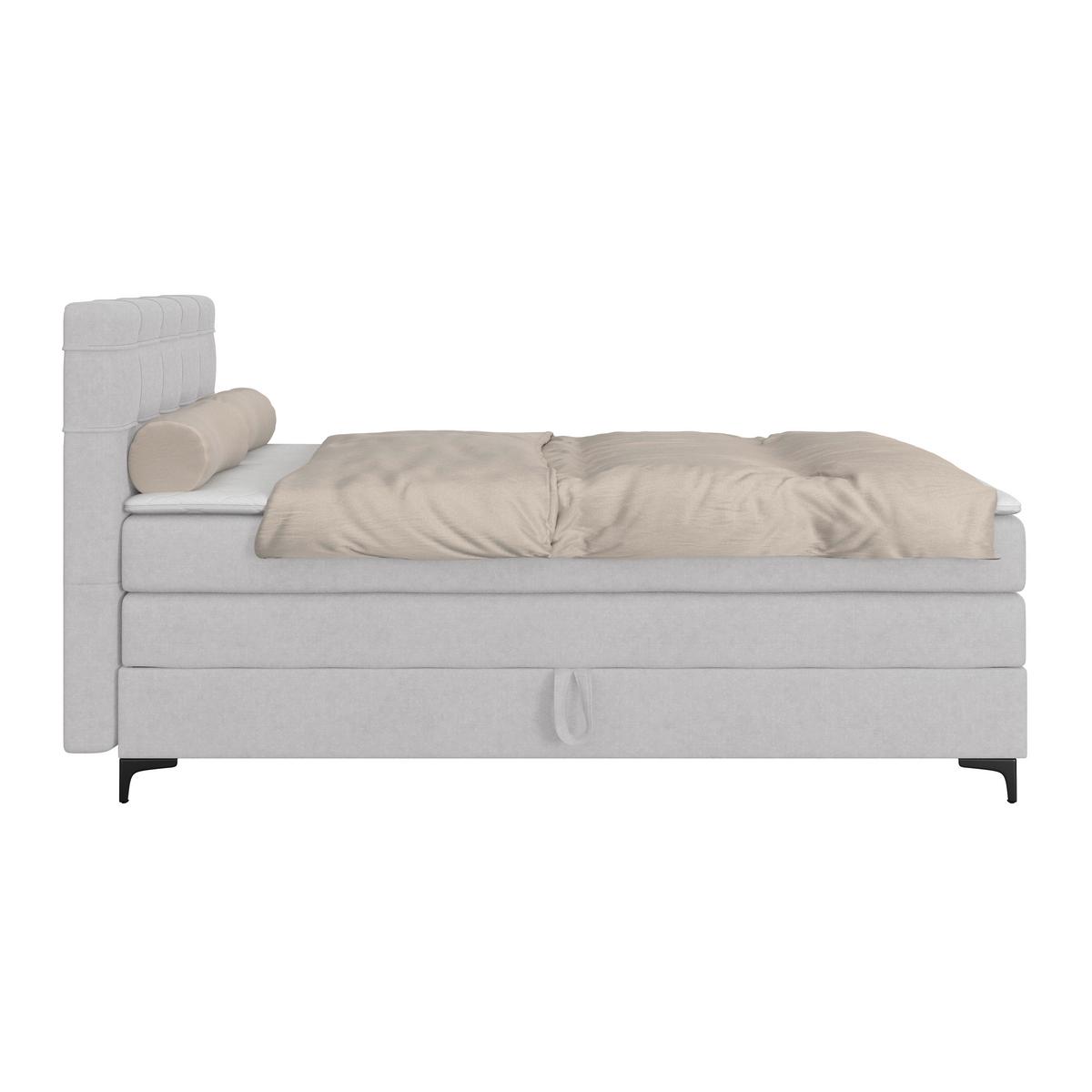 Boxspringbett MITTO Silberfarben 140x200 cm - Silberfarben/Schwarz, KONVENTIONELL, Textil/Metall (140/200cm)