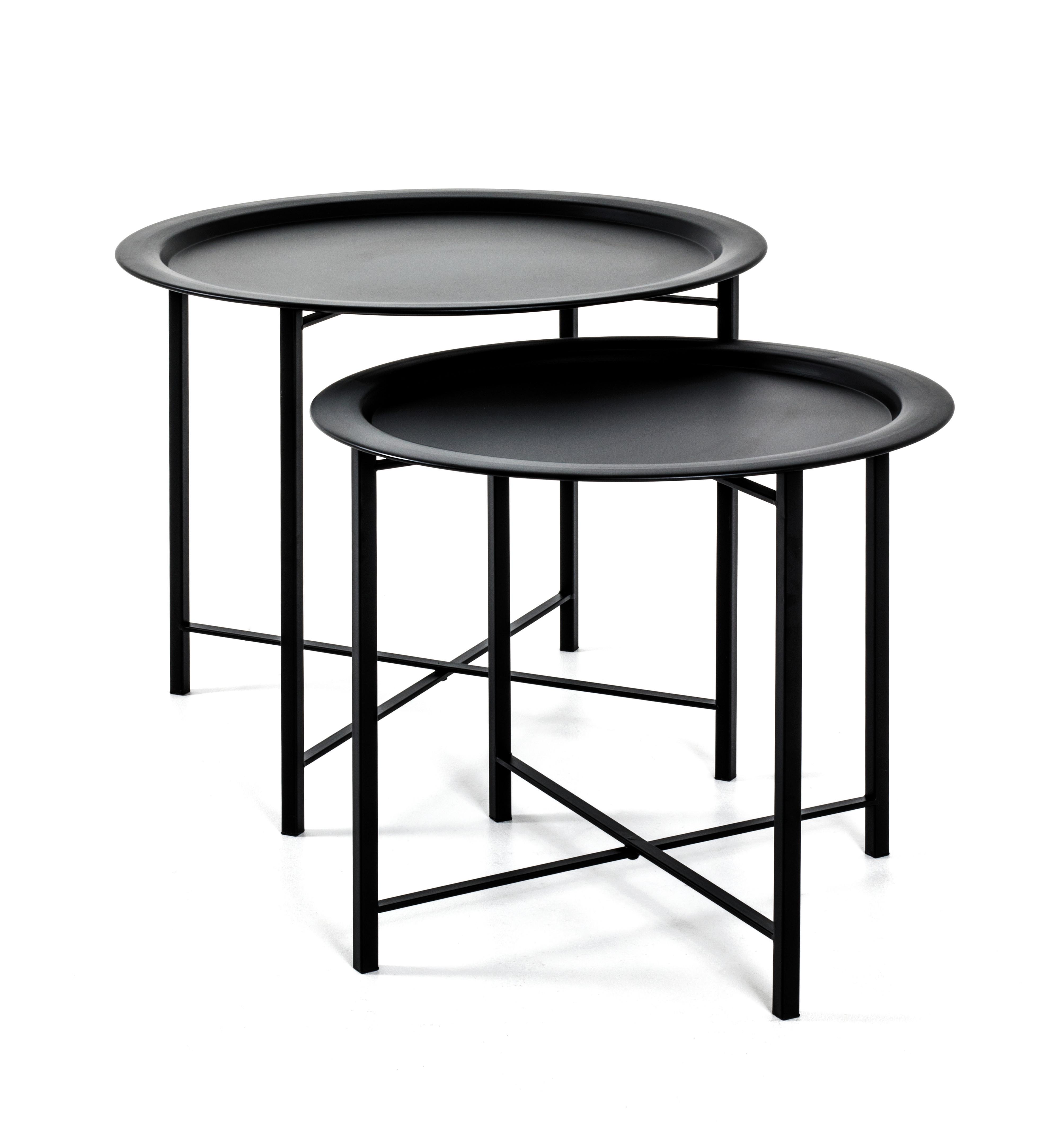Couchtisch Set Rund Schwarz - Schwarz, Basics, Metall (64/11/65cm)