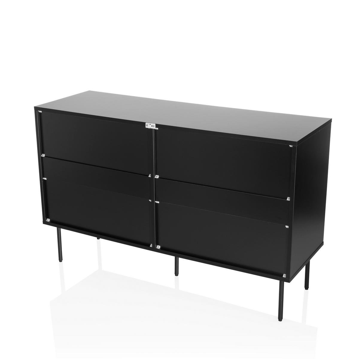 Kommode Karby S Schwarz B: 120 Cm - Schwarz, MODERN, Holzwerkstoff (120/40/75cm) - MID.YOU