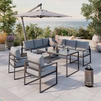 Loungegarnitur 4-Tlg Bologna Metall/Textil/Glas mit Kissen - Anthrazit/Grau, MODERN, Glas/Textil - Beldano