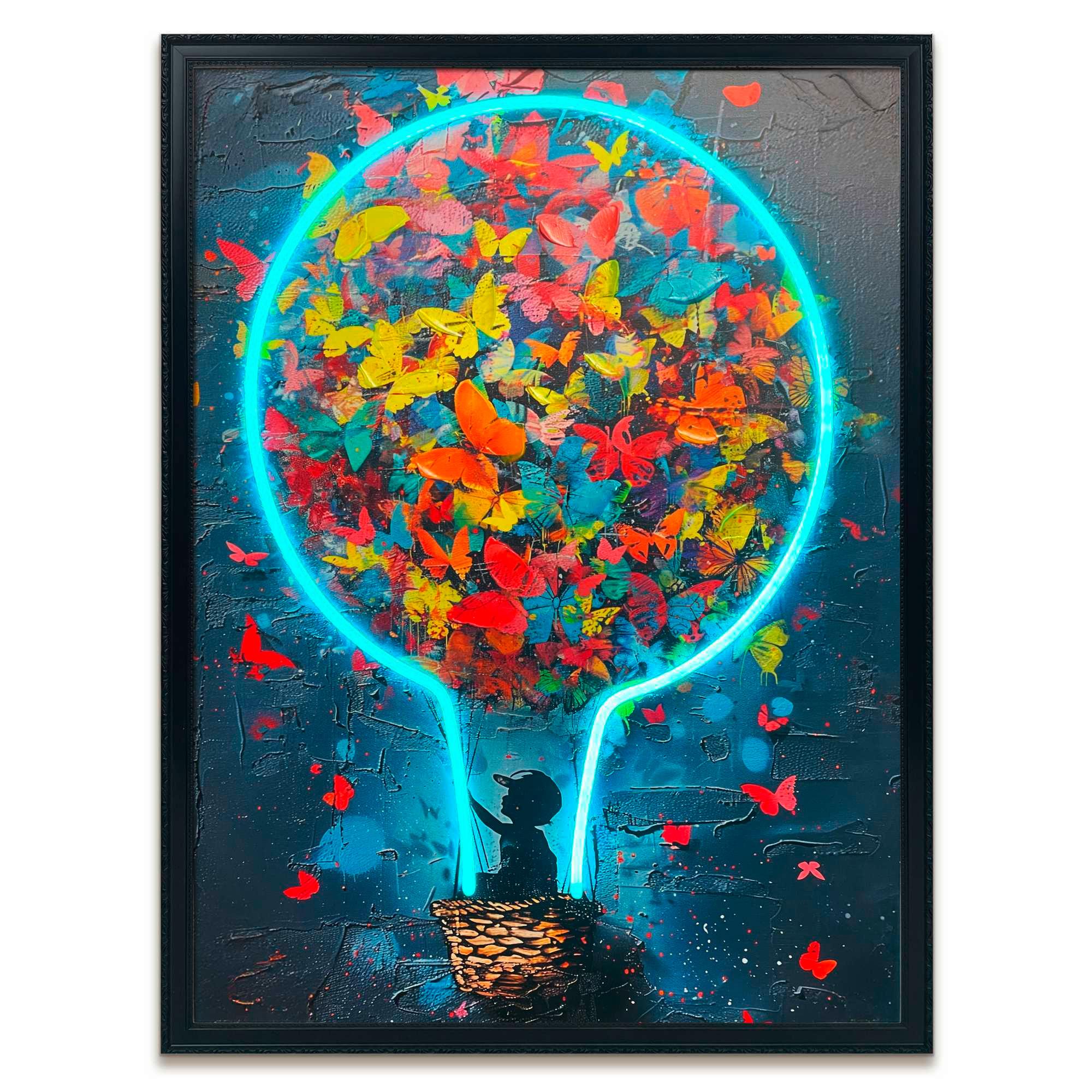 Bild Neon Butterfly Balloon - Schwarz/Hellblau, Basics, Holzwerkstoff/Kunststoff (50/70/3,5cm)