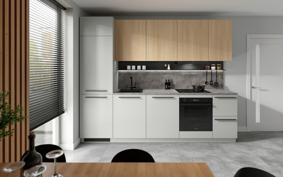 Küchenleerblock Milino Medium A-Chg-Sbe - Eichefarben/Graphitfarben, Basics, Holzwerkstoff (285cm) - Visiona