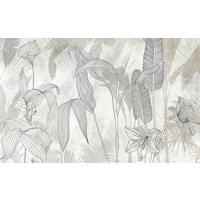 Vliestapete Linierte Lilien - Beige/Weiß, Basics (400/250cm) - Komar