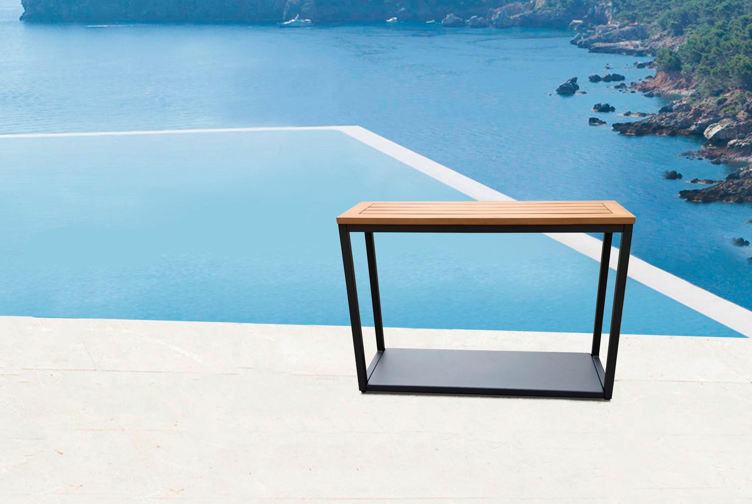 Beistelltisch Garten mit Platte aus Akazienholz und Ablagefläche