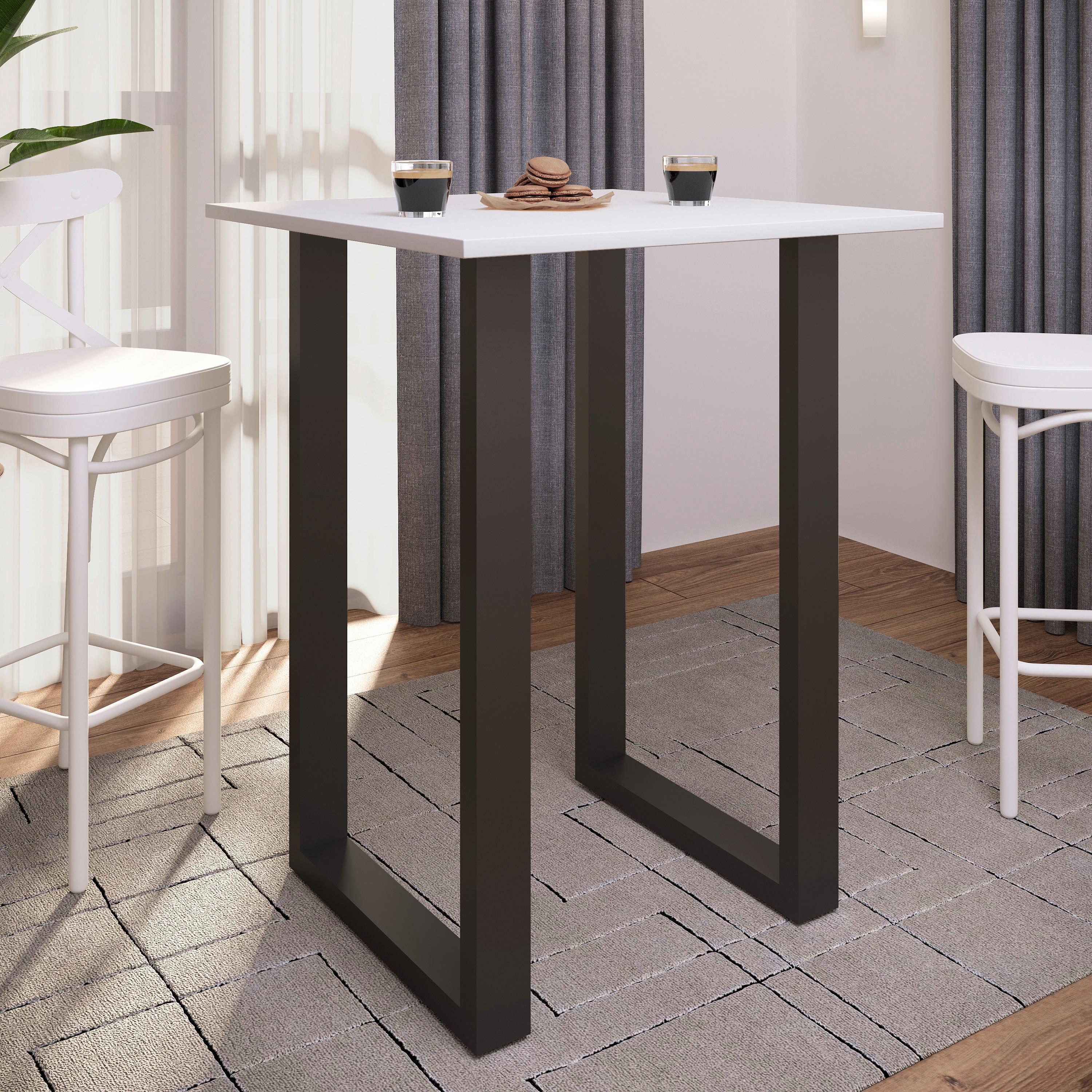 Bartisch Xona B 80x50 - Schwarz/Weiß, KONVENTIONELL, Holzwerkstoff/Metall (80/50/102cm)