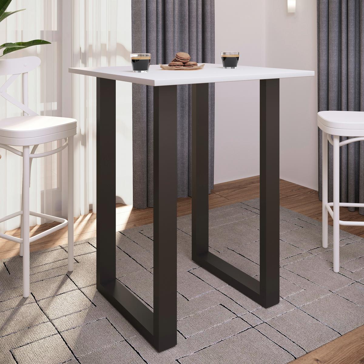 Bartisch Xona B 80x50 - Schwarz/Weiß, KONVENTIONELL, Holzwerkstoff/Metall (80/50/102cm)