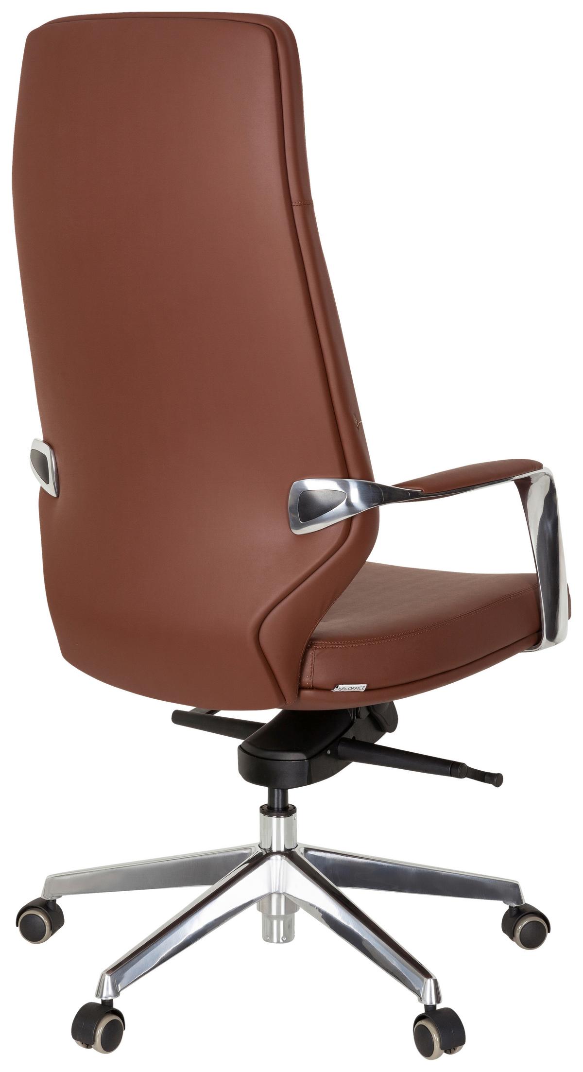 Chefsessel Velvet Braun Bis 120 Kg - Silberfarben/Braun, Basics, Kunststoff/Textil (63/133/65cm) - MID.YOU