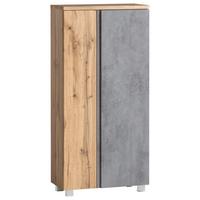 Midischrank Bad Landos BxH 65x130 cm Eiche Wotan - Eiche Wotan/Graphitfarben, MODERN, Holzwerkstoff (65/130/35cm) - Held
