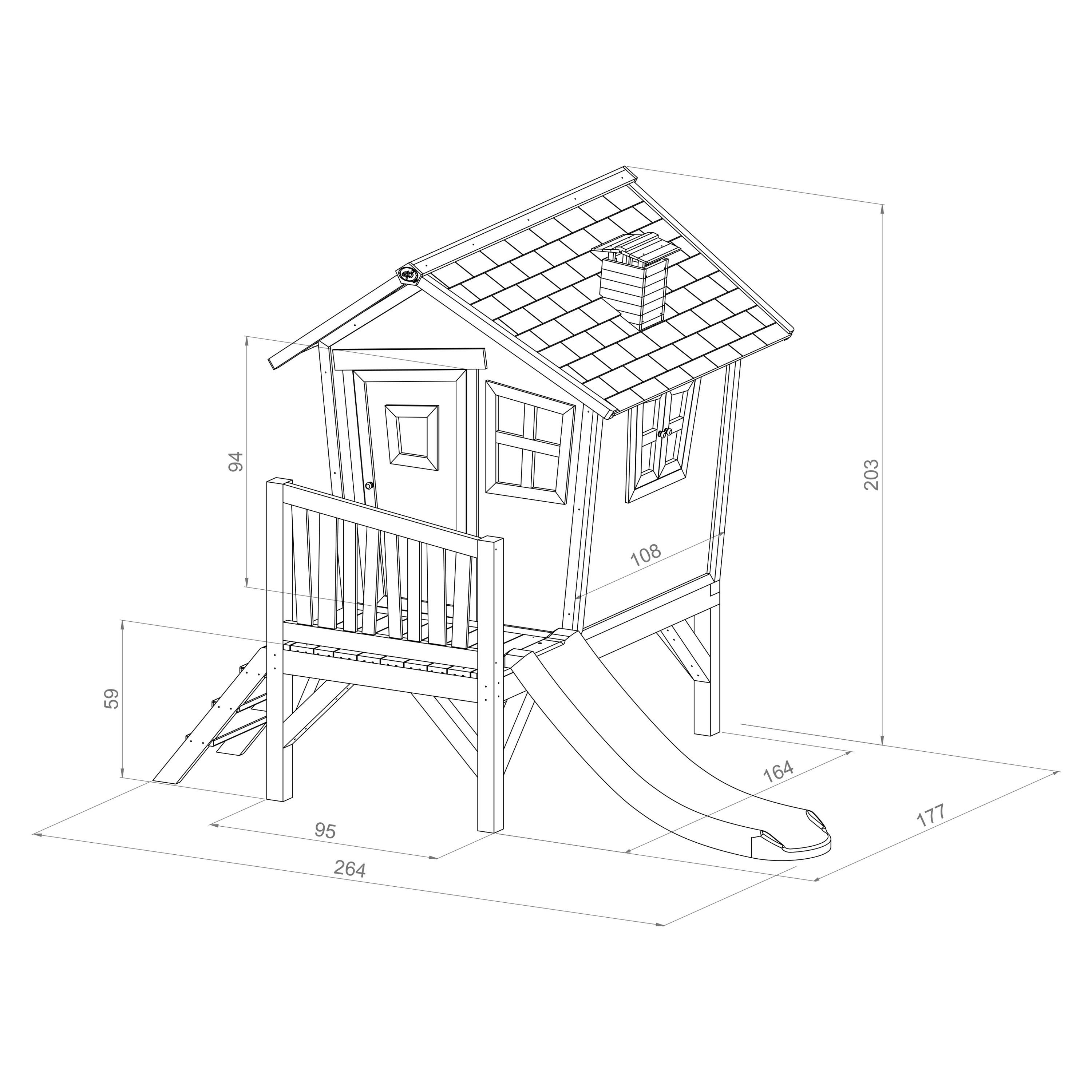 Spielhaus Natur, Rot L: 177 B: 264 H: 203 - Rot/Braun, LIFESTYLE, Holz/Kunststoff (177/264/203cm)