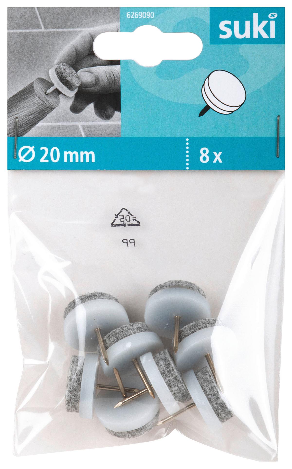 Filzgleiter Ø 20 mm 8 Stk. Weiß Dämpfend - Weiß, Kunststoff (2cm) - Suki