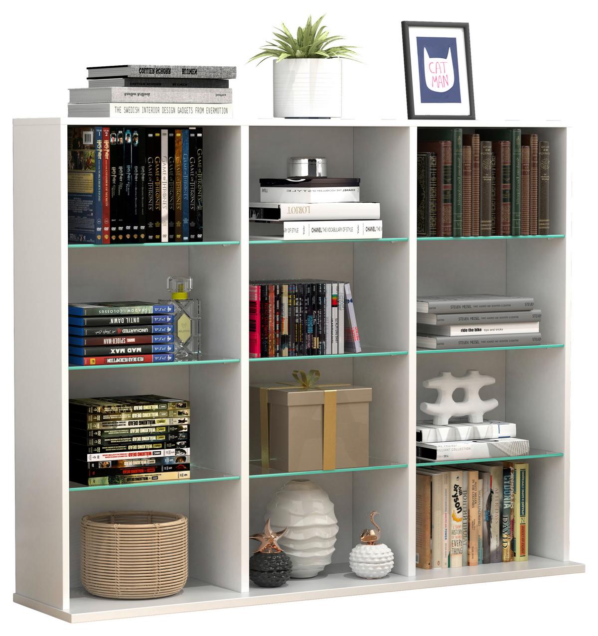 Regal Zilas Weiß B: 102 Cm - Weiß, Design, Glas/Holzwerkstoff (102/82/23cm) - MID.YOU