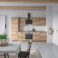 Kuchyňská linka 300 cm, dekor dub Havanna - černá/tmavý dub, Moderní, kov/kompozitní dřevo (300cm) - Nobilia