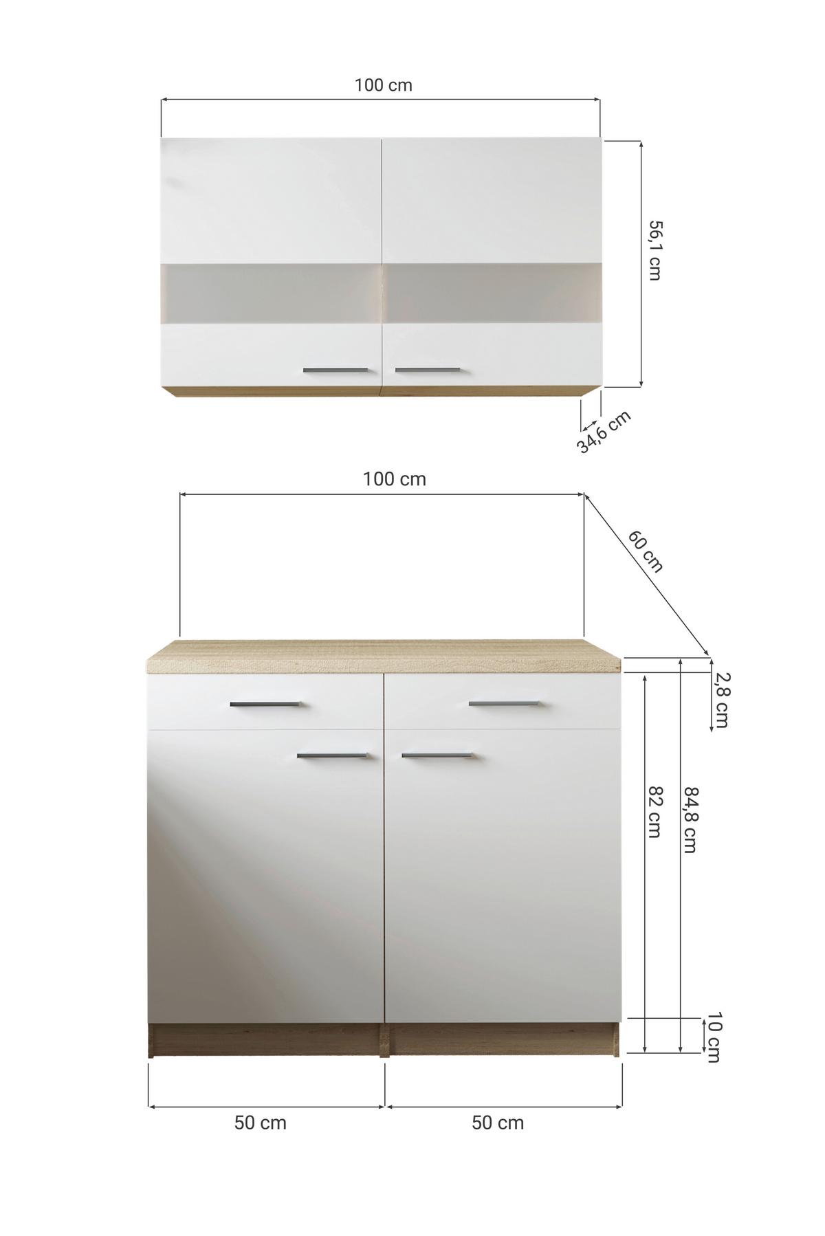 Buffet Merle Grau/Eiche Dekor B:100cm - Eichefarben/Grau, Basics, Glas/Holzwerkstoff (100/200/60cm) - Respekta