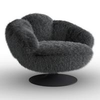 Otočné relaxační křeslo LEO, černý plyš, max. 140 kg - bílá/černá, Moderní, kov/textil (96/78/93cm) - Bessagi Home