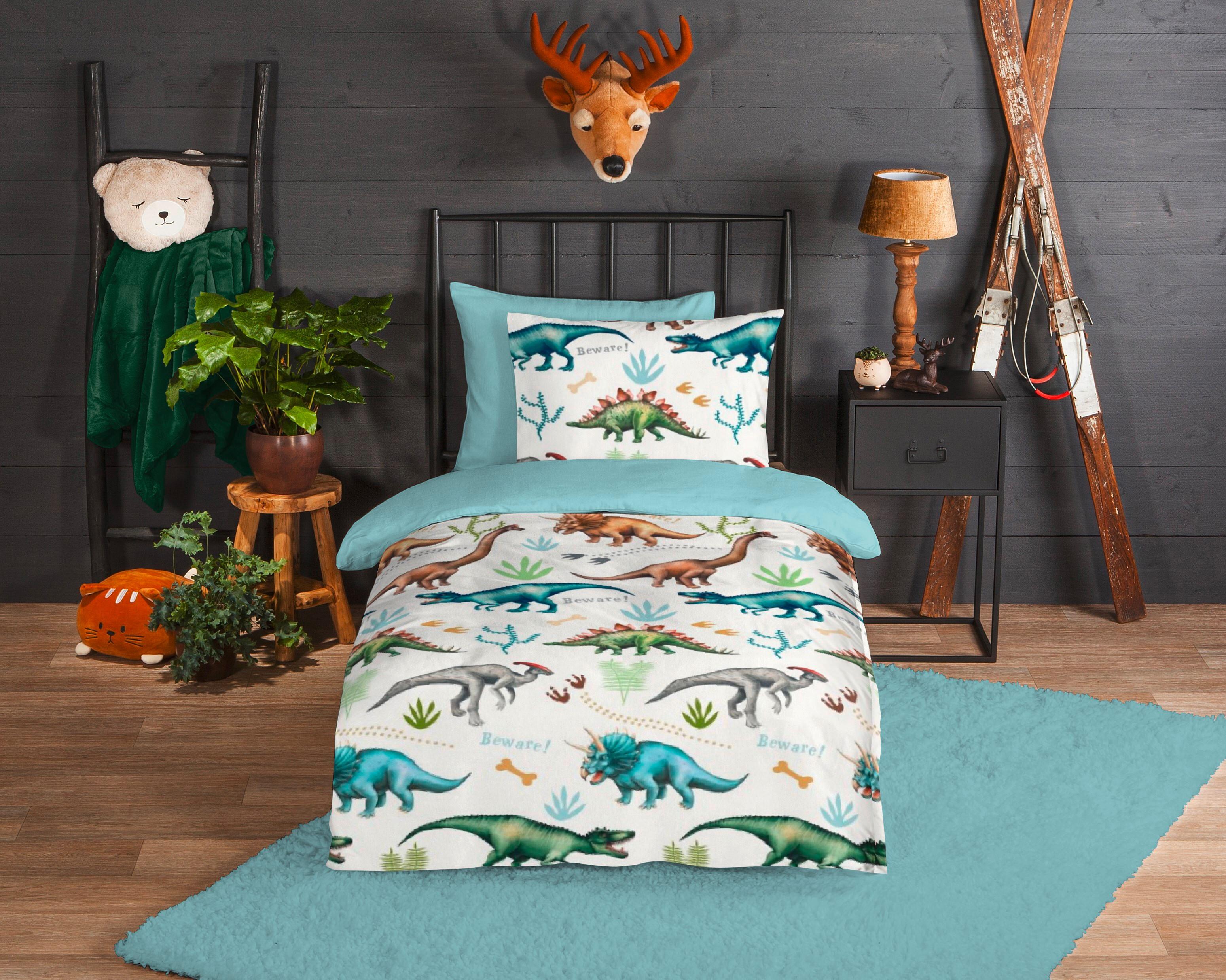 Kinderbettwäsche Dino Multicolor 140x200 cm - Multicolor, Trend, Textil (140/200cm)