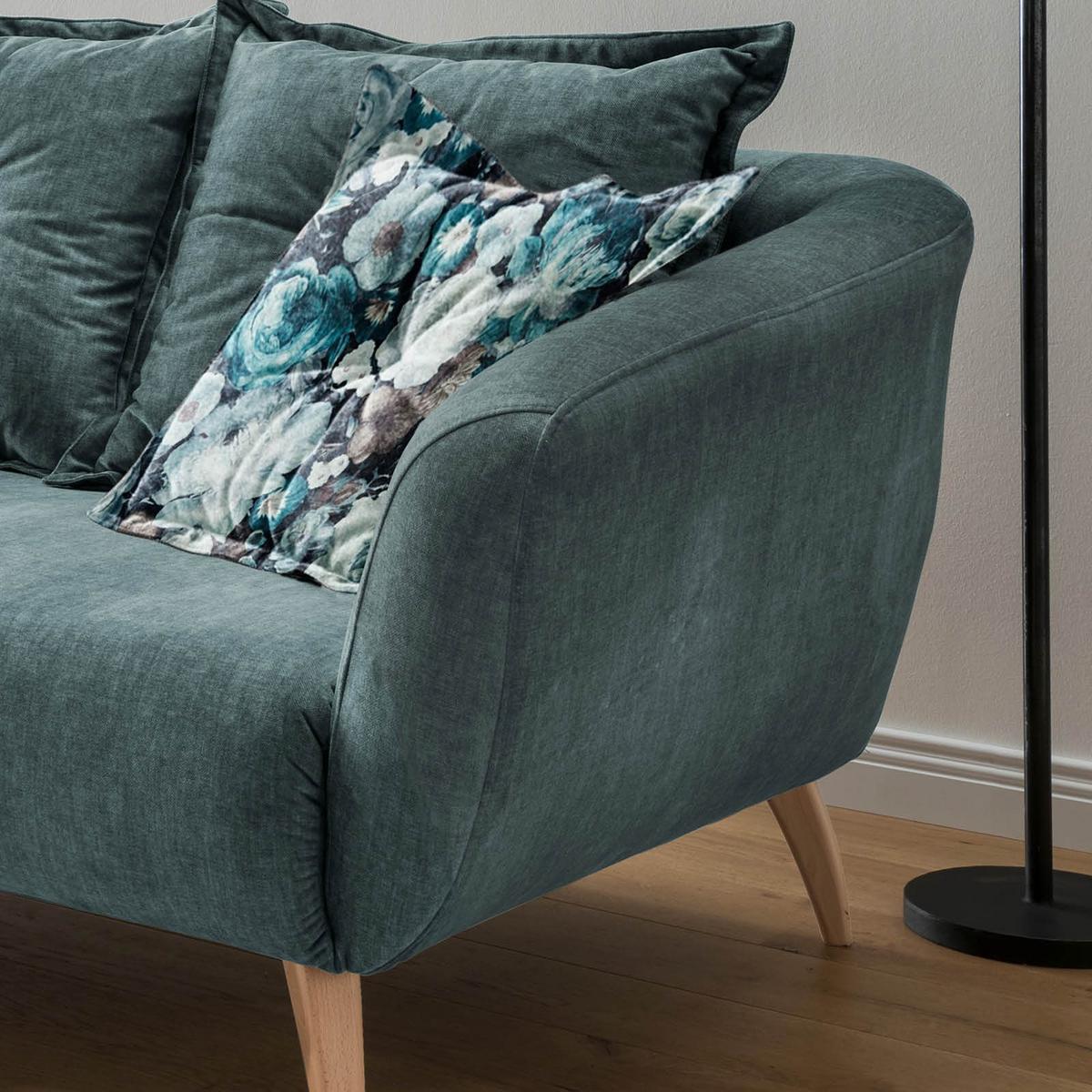 Ecksofa Baggio Dblau/Dgrün S:277/162cm - Blau/Buchefarben, MODERN, Holz/Textil (277/162cm) - Livetastic