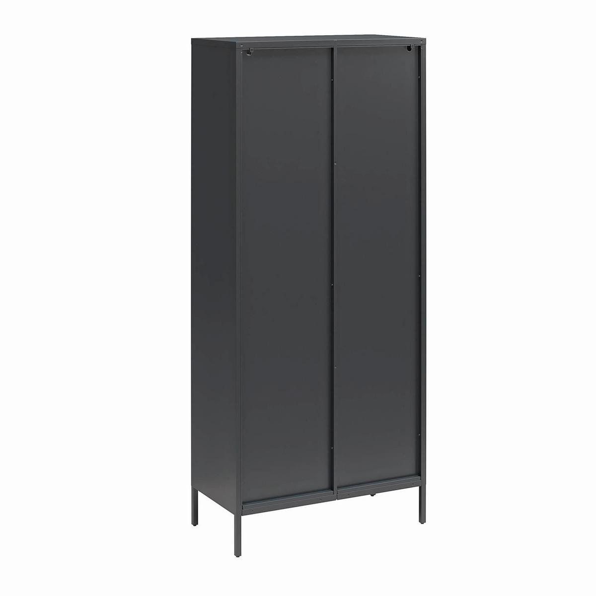 Vitrine Luna Schwarz B: 80cm - Schwarz, Design, Glas/Metall (80/40/186cm) - MID.YOU