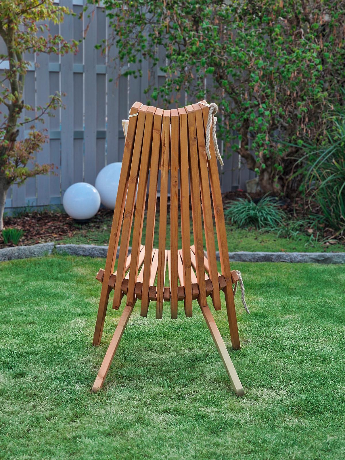 Garten-relaxsessel Falun Holz Klappbar, Mit Zierkissen - Braun, MODERN, Holz/Textil (69/104/93cm) - Gardenson