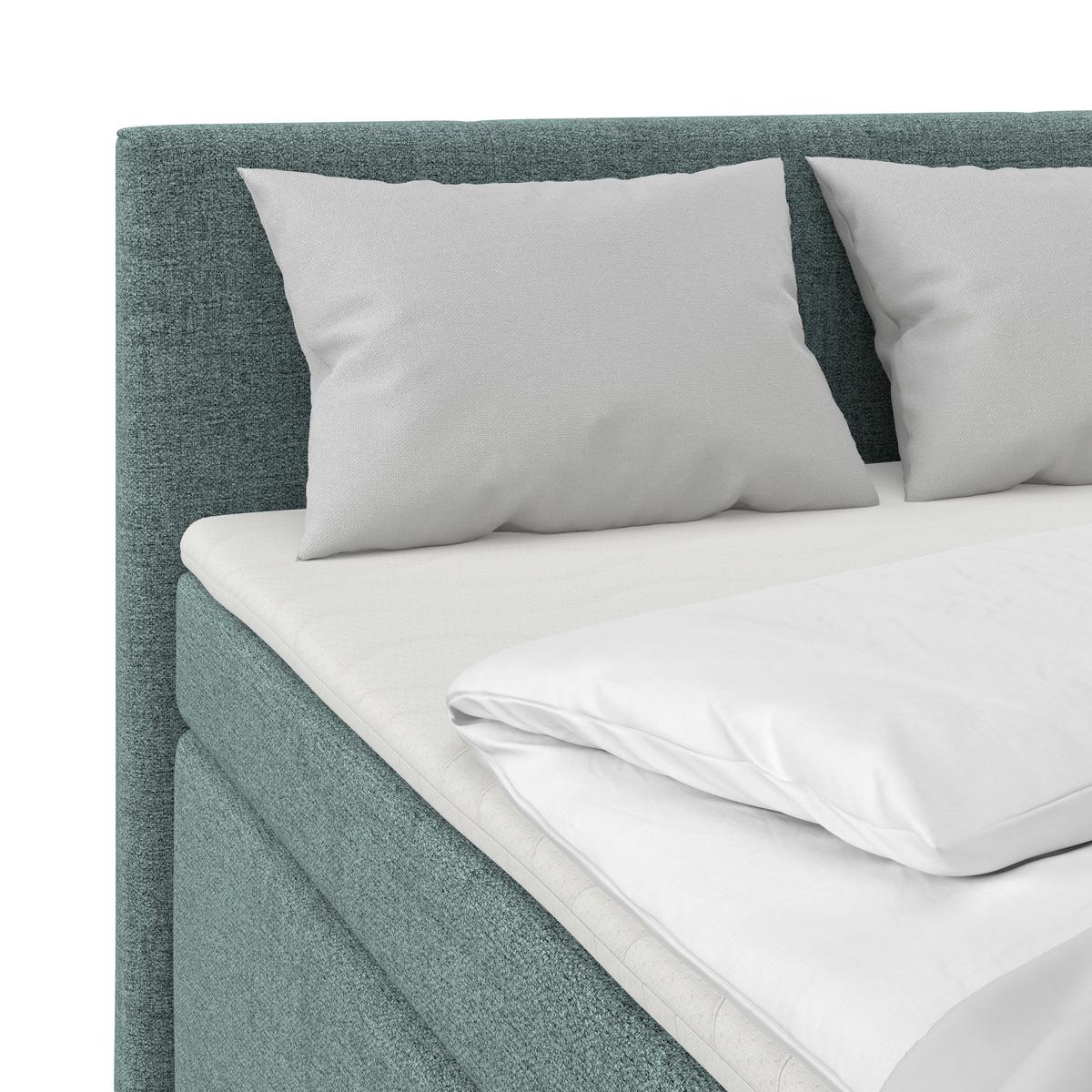 Boxpringbett Mira I Nordic, Lf: 140x200 Cm - Blau/Alufarben, Basics, Textil (140/200cm)