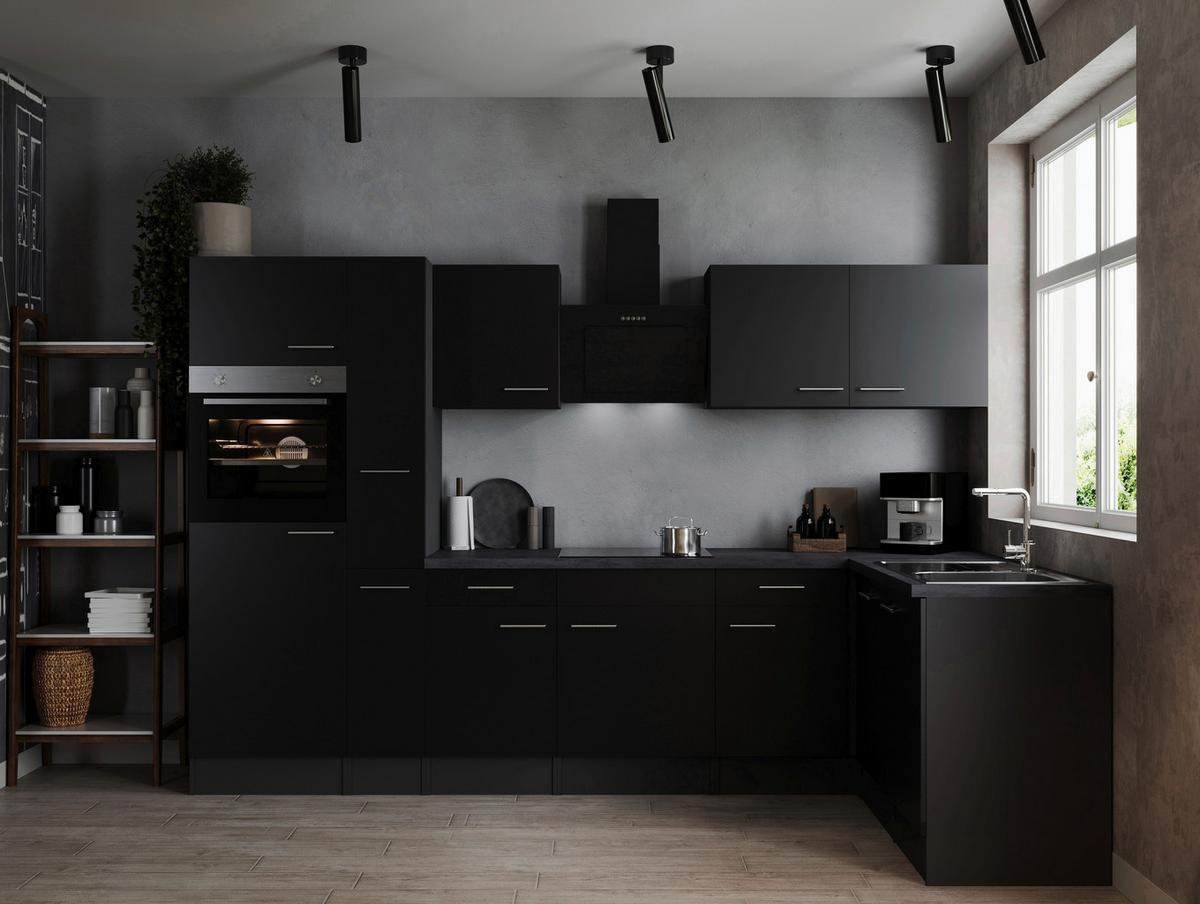 Eckküche Oliver Grau, Schwarz S: 310x172 Cm - Schwarz/Grau, Design, Holzwerkstoff (310/172cm) - Respekta