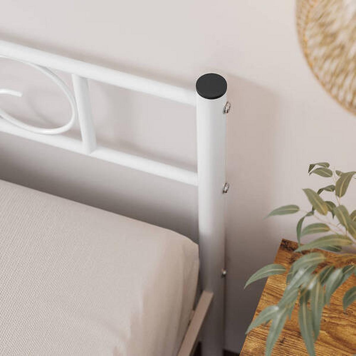 Kovová posteľ 90x190 cm, biela - biela, Romantik / Landhaus, kov (90/190cm) - Boxxx