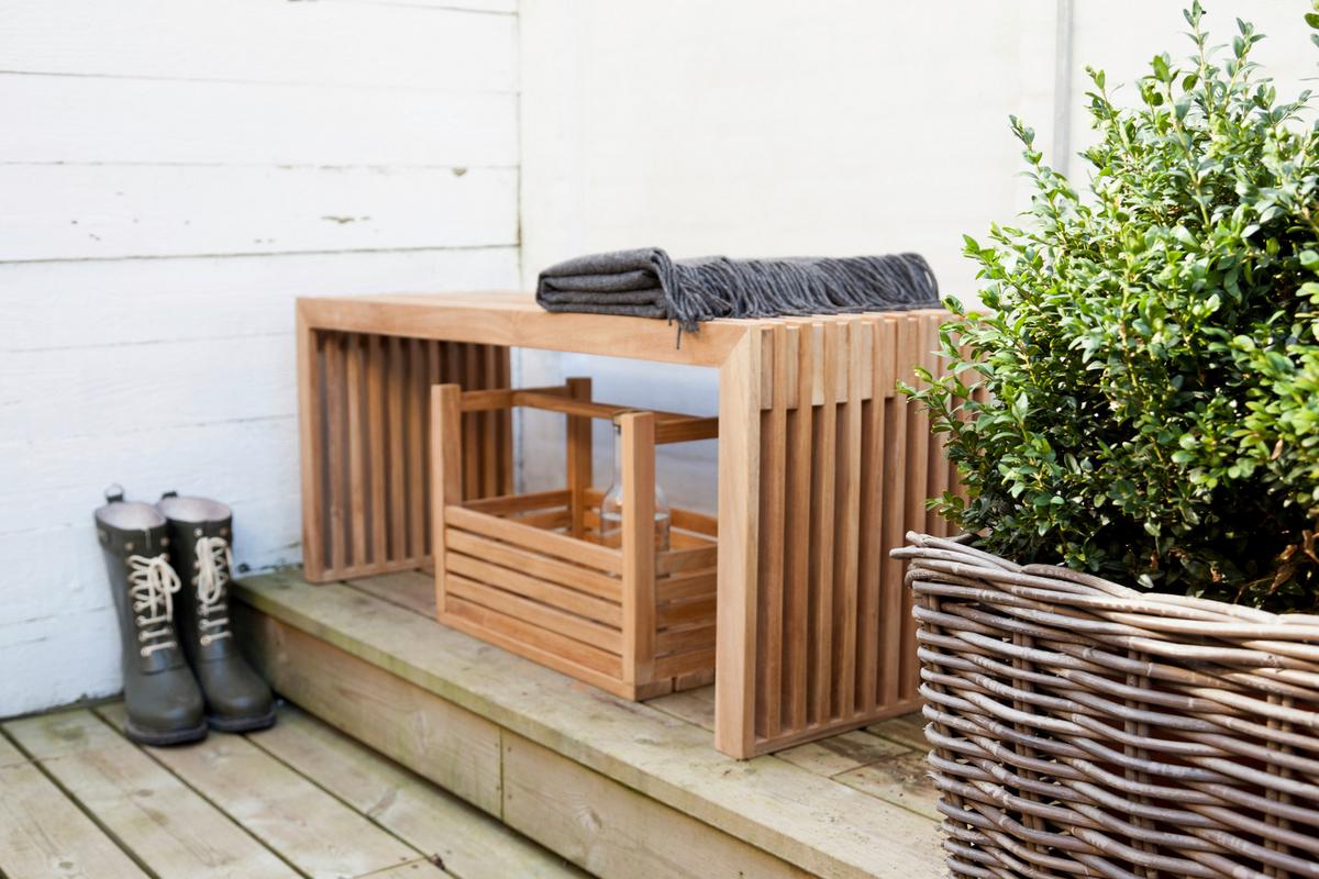 Sitzbank Teakfarben Rib Bht: 104x43x35 Cm - Teakfarben, KONVENTIONELL, Holz (104/43/35cm) - MID.YOU
