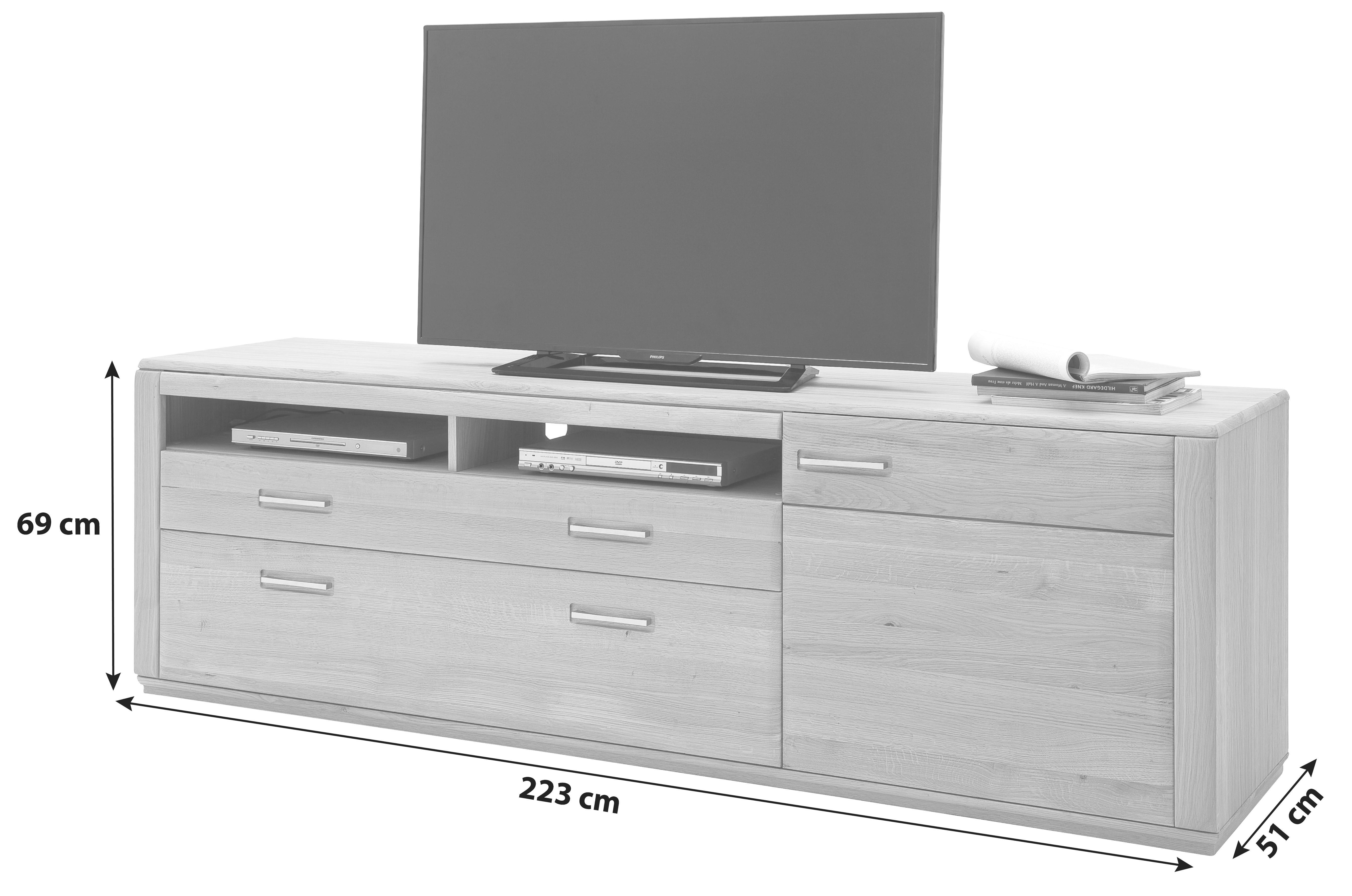TV-Element Sena B: 223 cm Eiche Dekor - Eichefarben, Design, Holz/Holzwerkstoff (223/69/51cm) - Livetastic