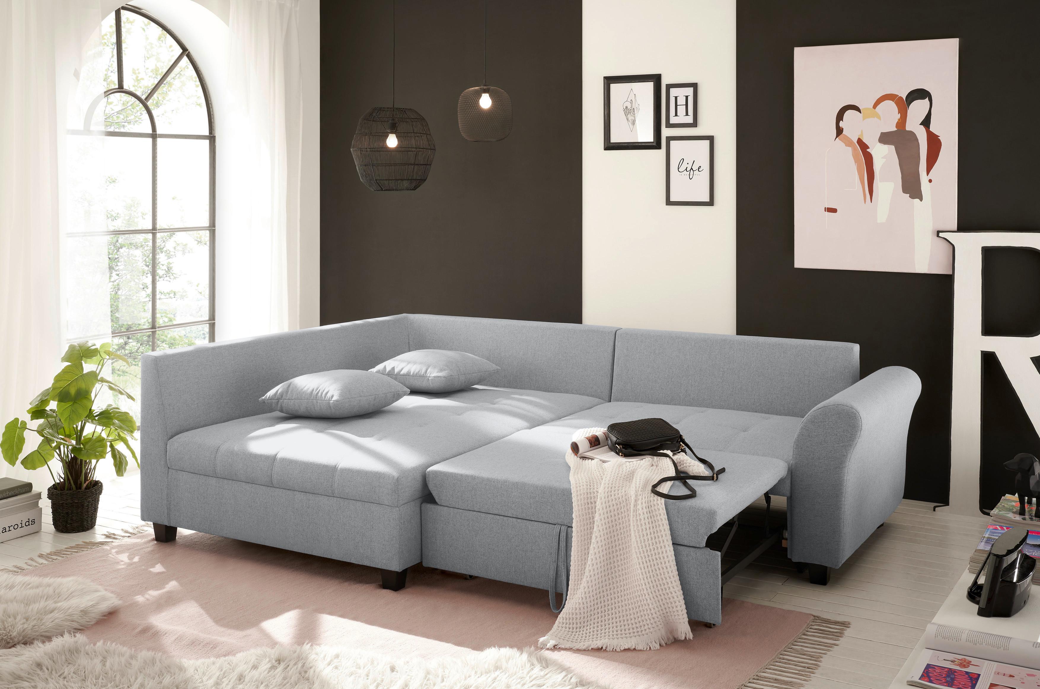 Ecksofa Liz Grau S: 175x252 Cm - Schwarz/Grau, MODERN, Textil (175/252cm) - Livetastic