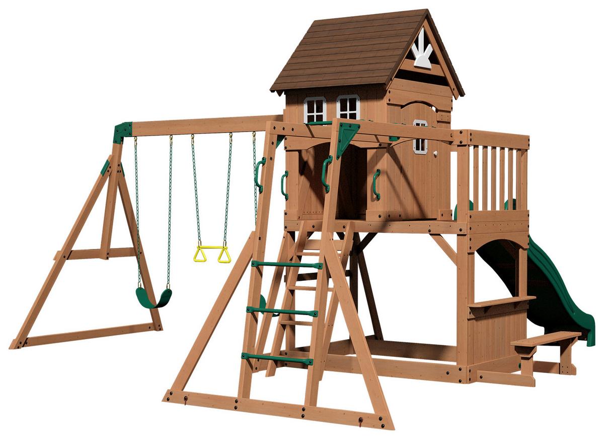 Spielturm Montpelier Braun/grün B: 490 Cm - Braun/Grün, KONVENTIONELL, Holz (490/470/290cm) - Ambia Garden