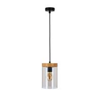 Pendelleuchte 31-21984 Wels - Eichefarben/Schwarz, Natur, Glas/Metall (12/12/100cm)