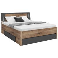 Stauraumbett 160x200 Cm Saturn Eiche Dekor/graphitf. - Eiche dunkel/Eichefarben, KONVENTIONELL, Holzwerkstoff (160/200cm)