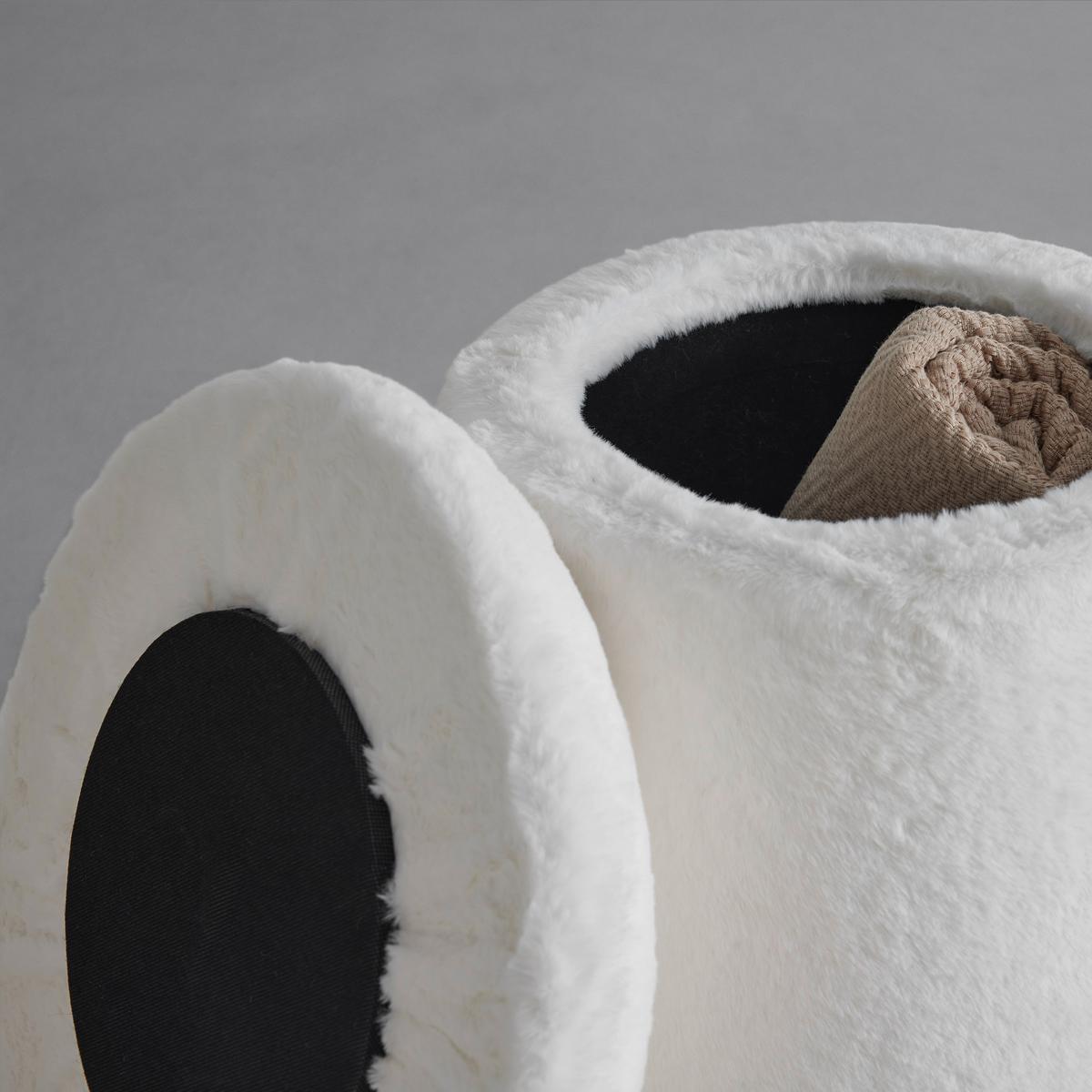 Taburet FUNGI -TREND- - bílá/krémová, Romantický / Rustikální, kompozitní dřevo/textil (41/43/41cm) - Premium Living