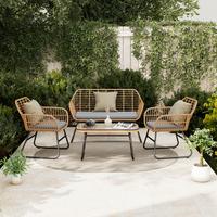 Loungegarnitur Bali Kunststoff/glas - Naturfarben/Grau, MODERN, Glas/Kunststoff - Beldano